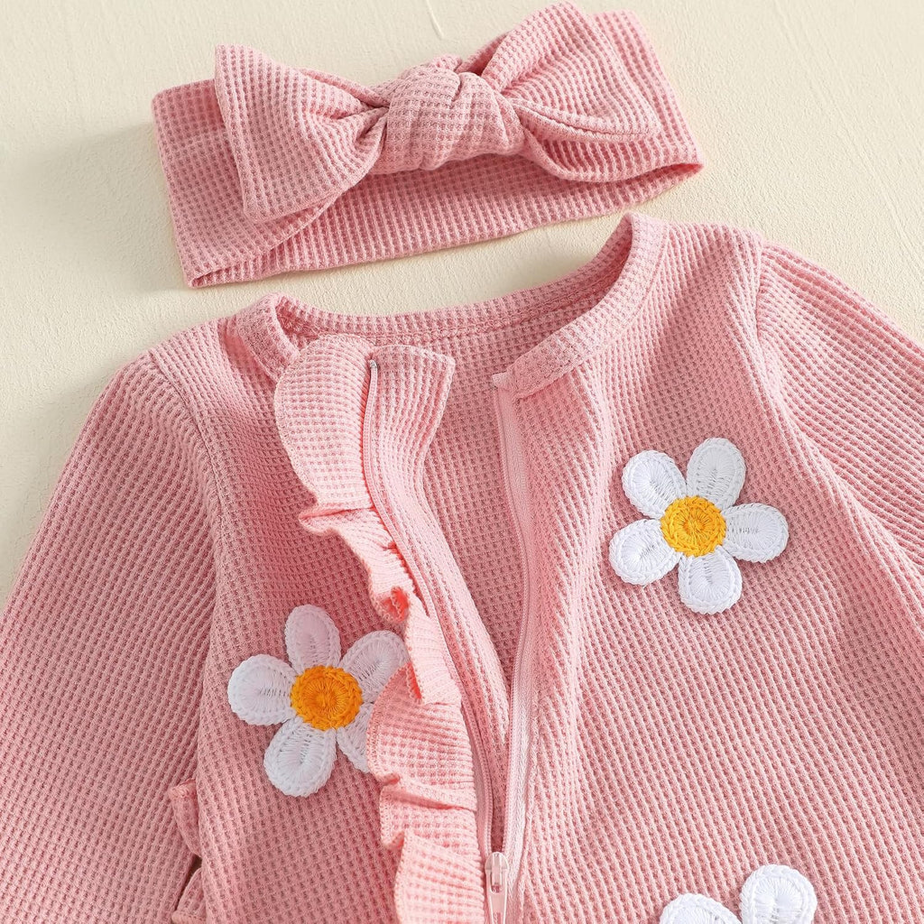 Baby Girl Clothes Ruffle Footed Romper One Piece Jumpsuit