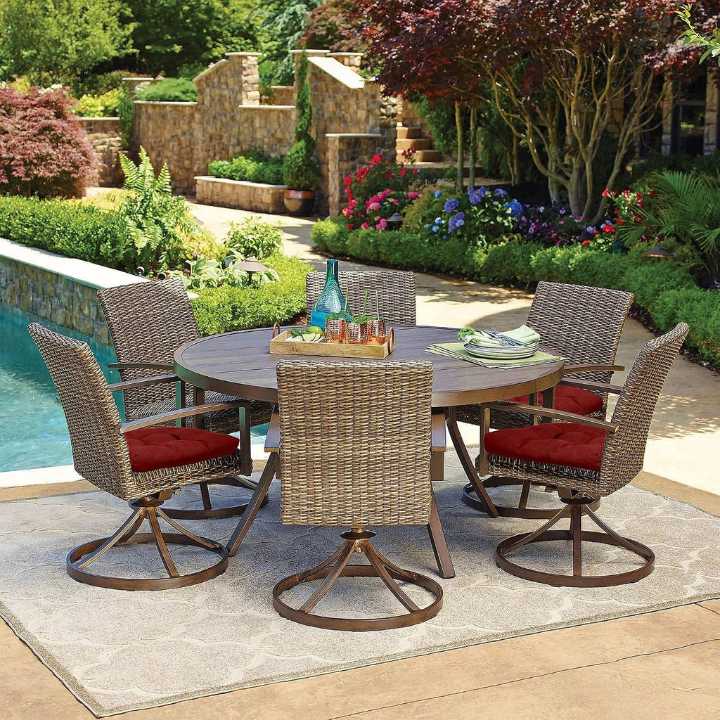Patio Chair Cushions 19x19 4 Pack, Thickened Outdoor Seat Cushions Water Resistant Stain Resistant Non-Slip Ties (Red)