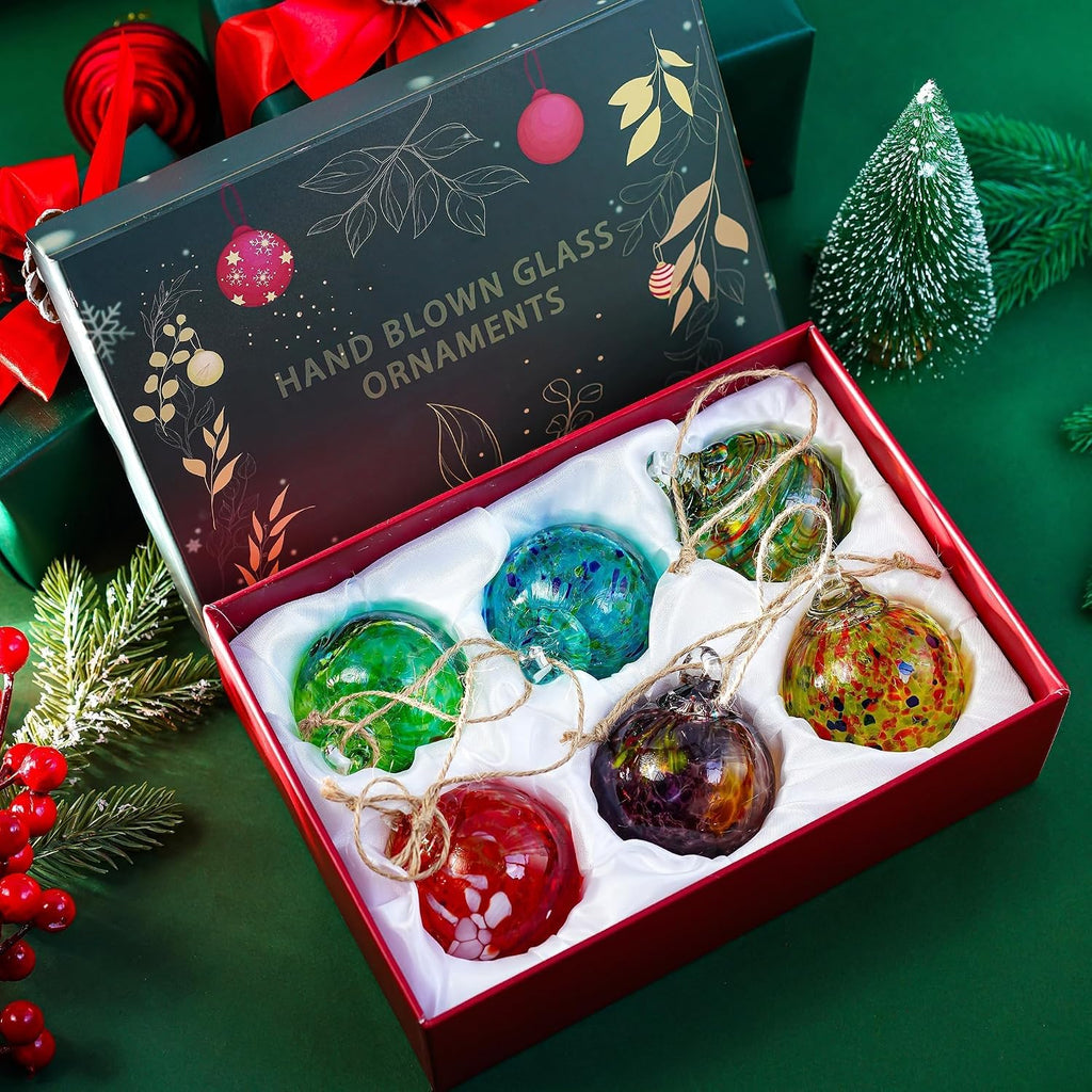 Hand-Blown Glass Ornament Balls 2.3'' Hanging Witches Ball Gazing Ball - Set of 6
