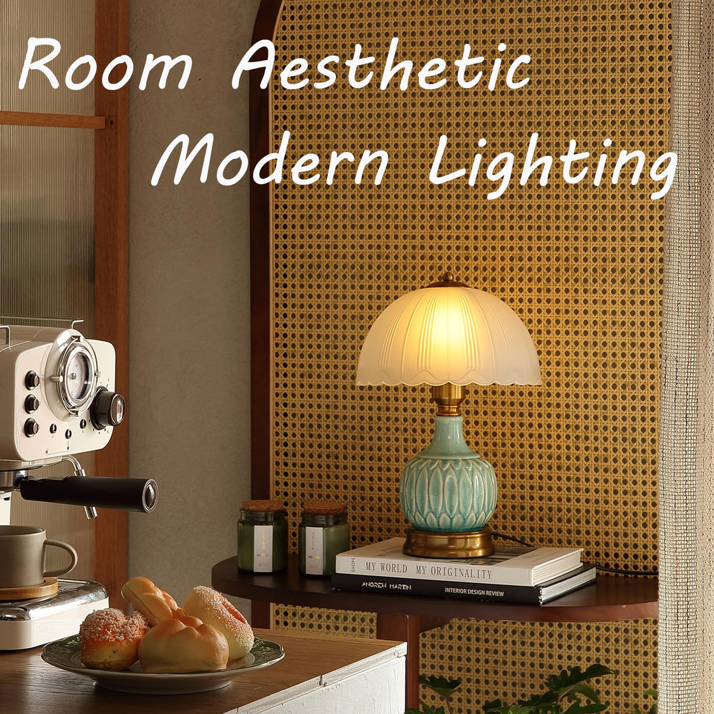 16" Vintage Ceramic Table Lamp, Mushroom Lamps
