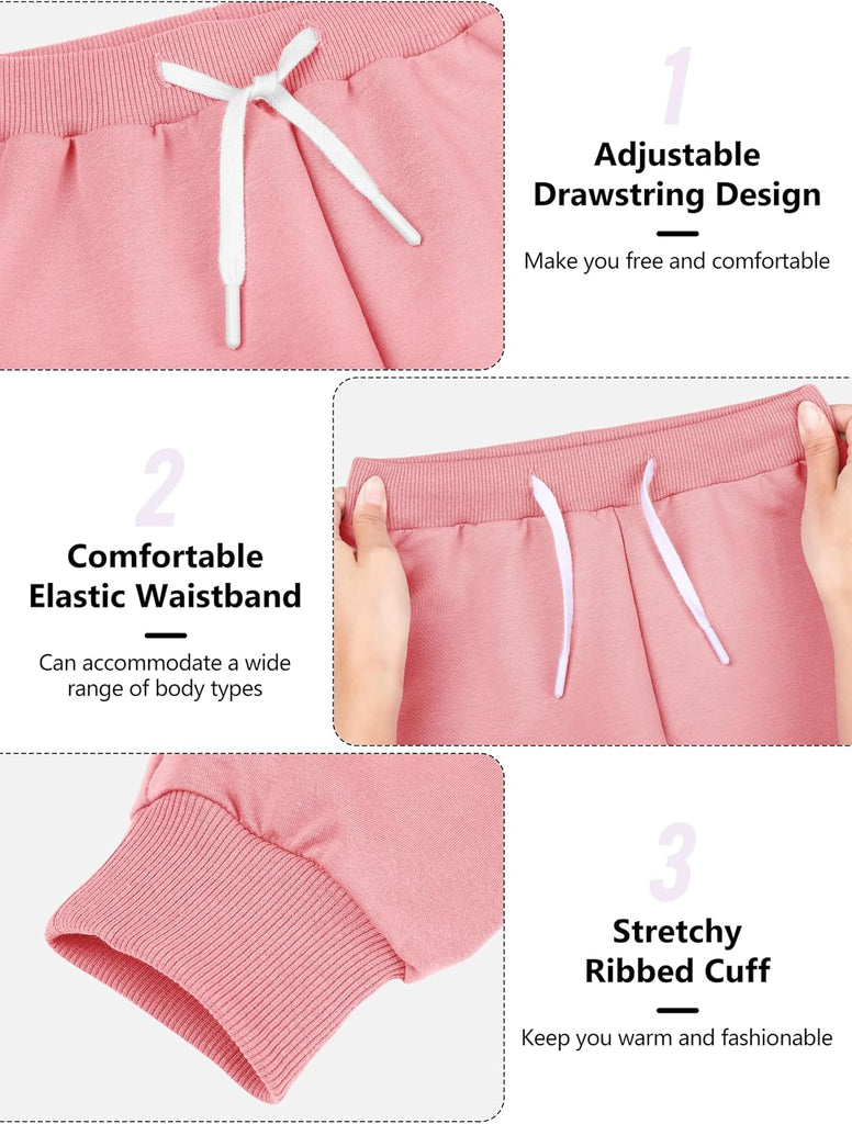 3 Pack Toddler and Girls Sweatpants Kids Cotton Joggers Pants