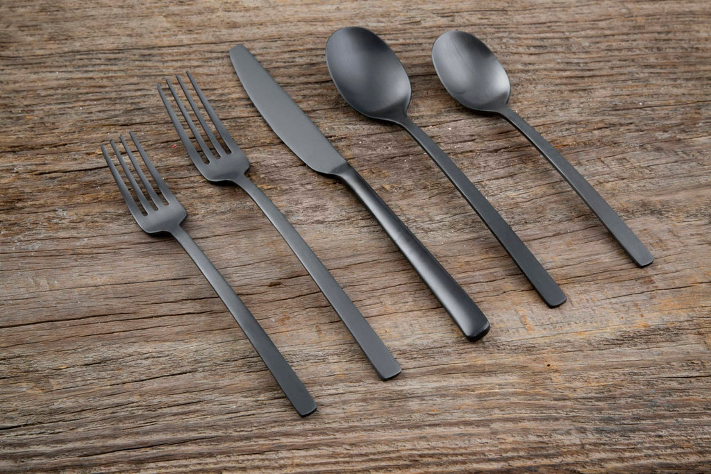 Beacon Black Satin 45-Piece Silverware Set for 8, Flatware