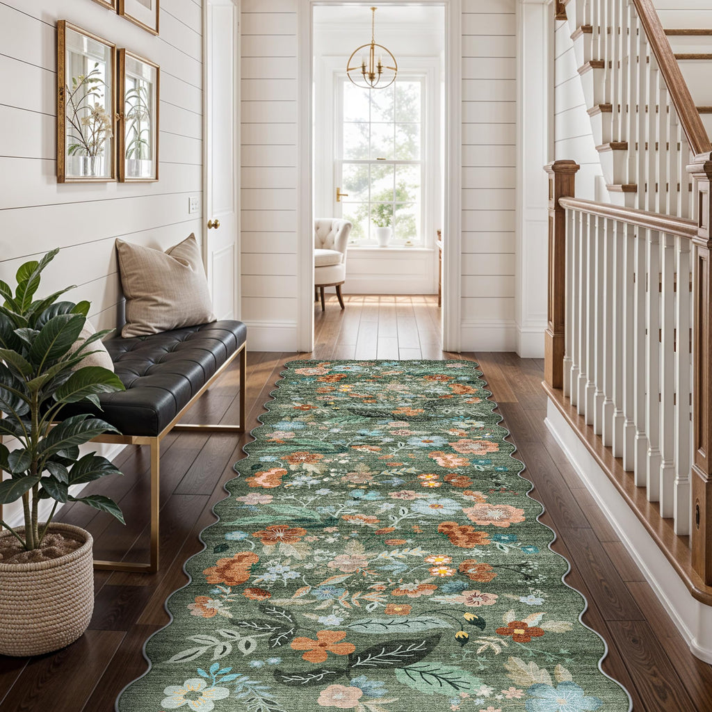 Washable 2x8 Hallway Runner Rug: Water-Resistant Kitchen Rug Soft Bedroom Carpet Non-Slip Indoor Hardwood Floor Mat