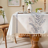 Spring Table Cloth Rectangle Table, Embroidery Heavy Duty Cotton Linen Tablecloth, Farmhouse Rustic 