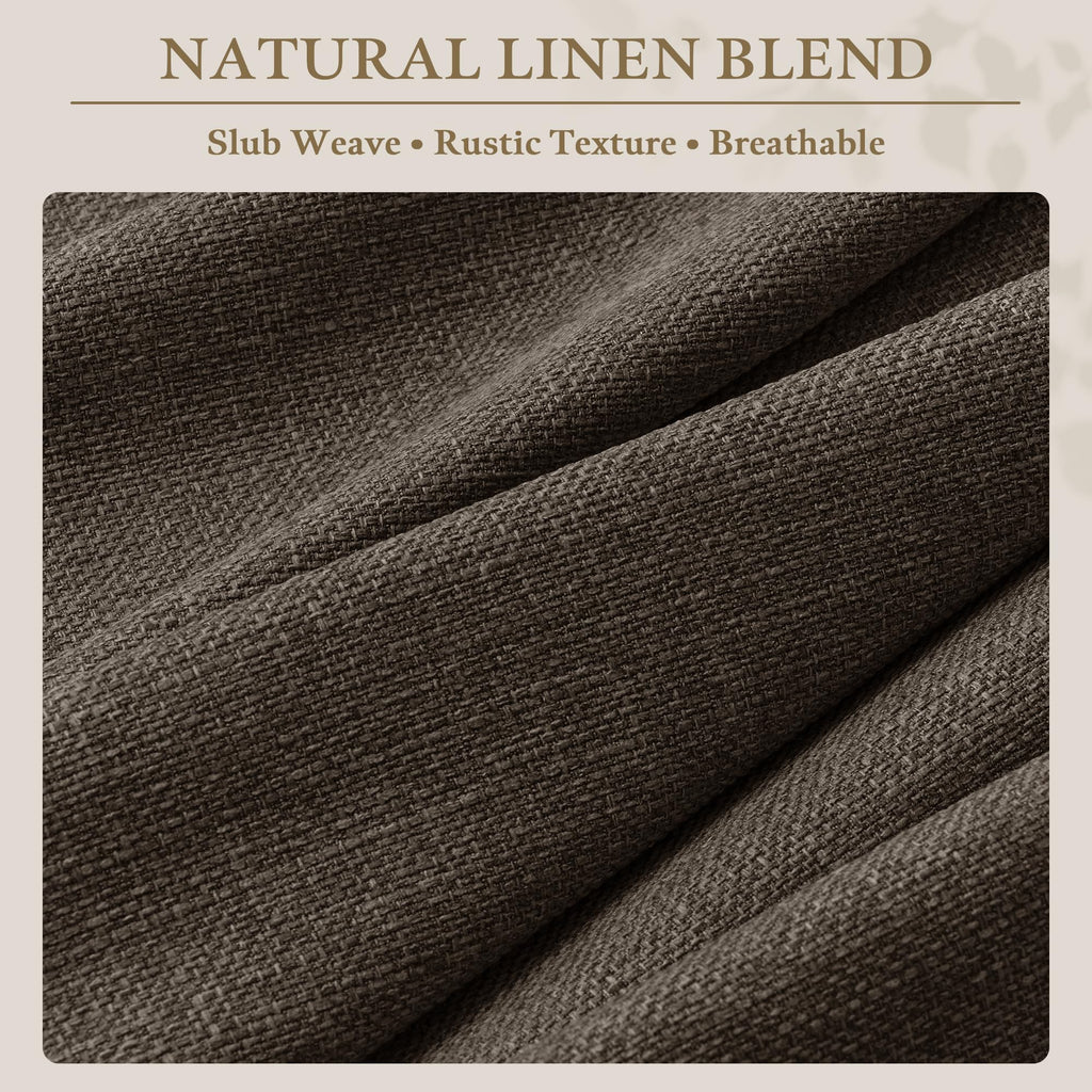 100 Inch Dark Chocolate Thick Linen Sliding Door Curtains 40x100