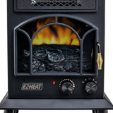 Electric Fireplace Space Heater with Flame Effect, Adjustable Thermostat, Dual Heat Settings and Overheat Protection
