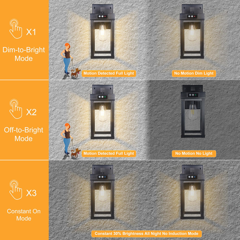 Solar Wall Lights Outdoor Waterproof with 3 Lighting Modes & Motion Sensor