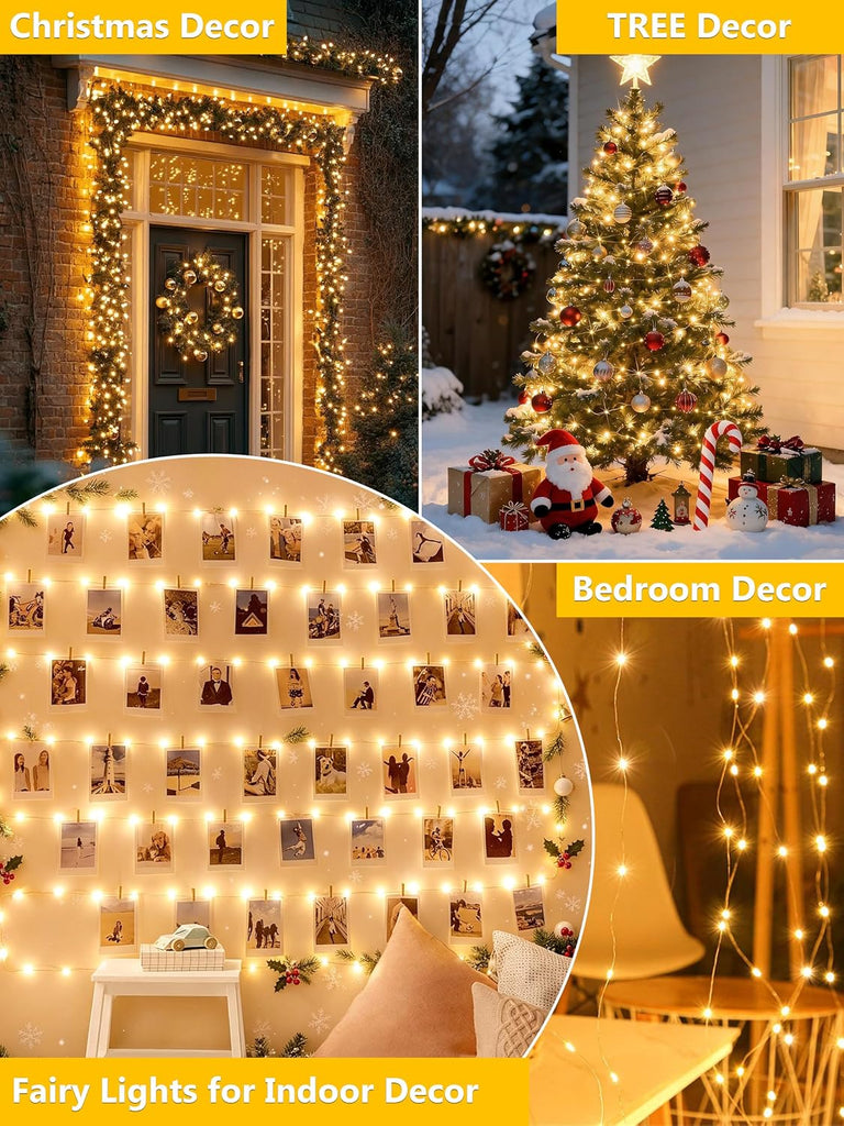 200FT 600LED Christmas String Lights Plug in Fairy Lights Indoor
