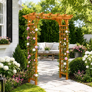 Solid Fir Wood Garden Arch Trellis for Climbing Plants Outdoor