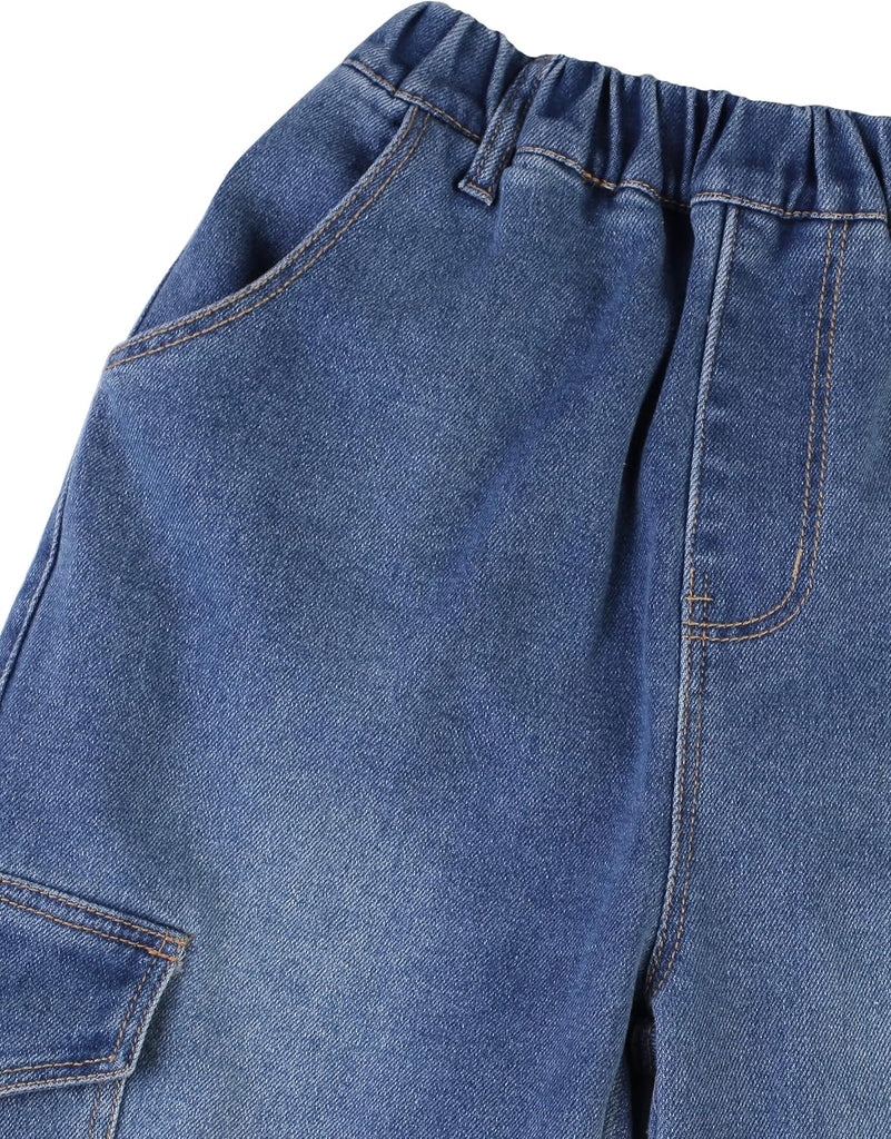Boys Cargo Pants Stretch Cotton Twill Elastic Waist
