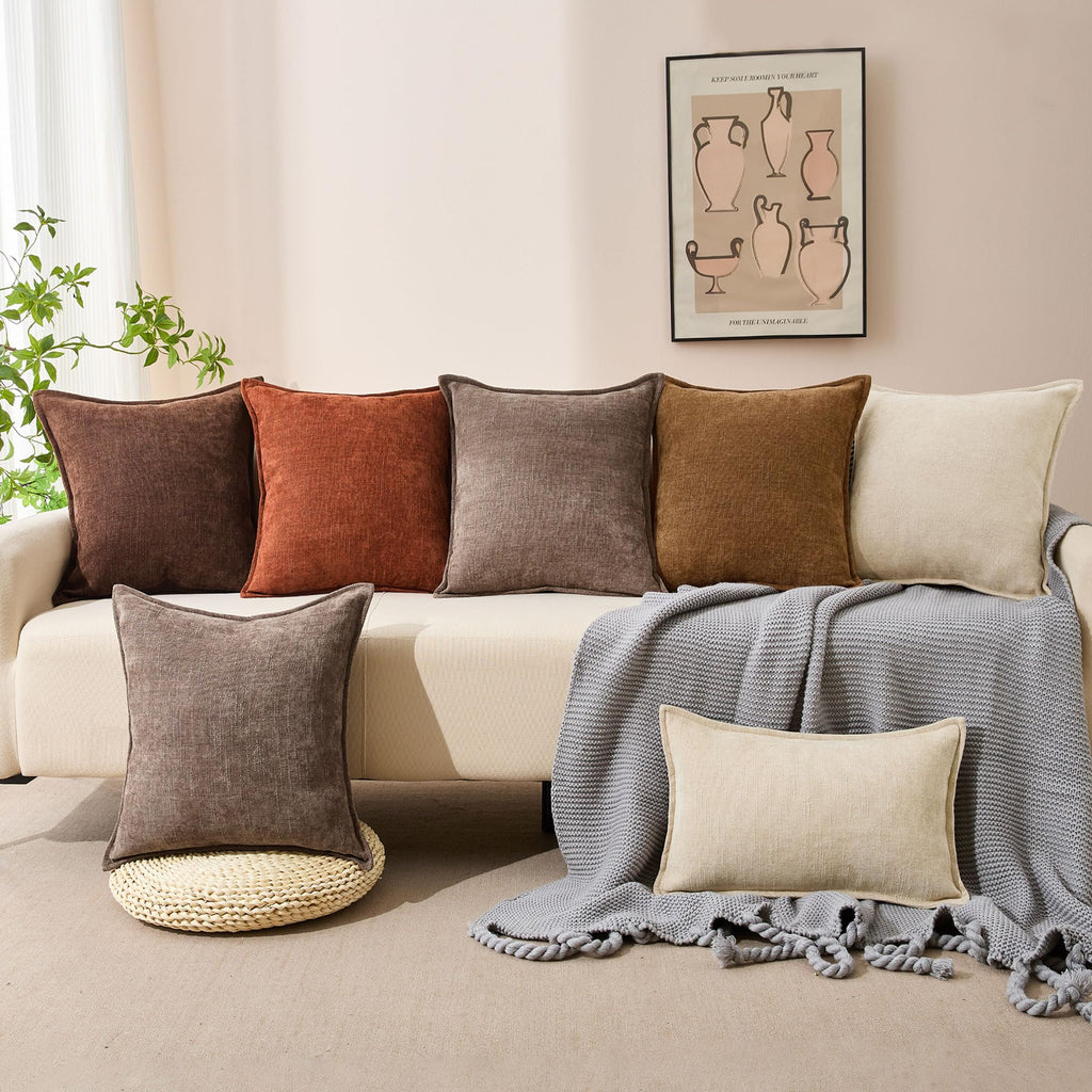 Throw Pillow Covers 20x20 Brown Chenille Solid Home DecorSY014B20