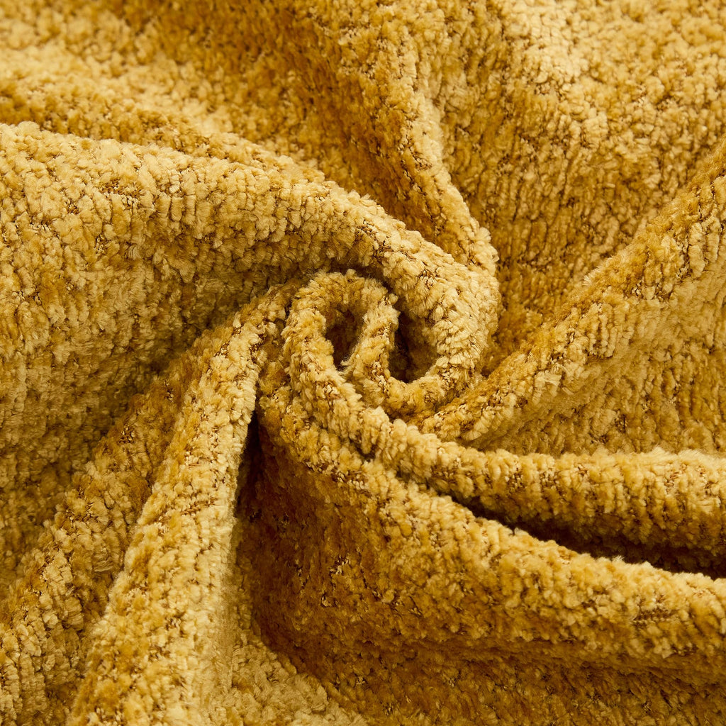 125" Luxury Curved Boucle Sectional with Right Chaise, Yellow