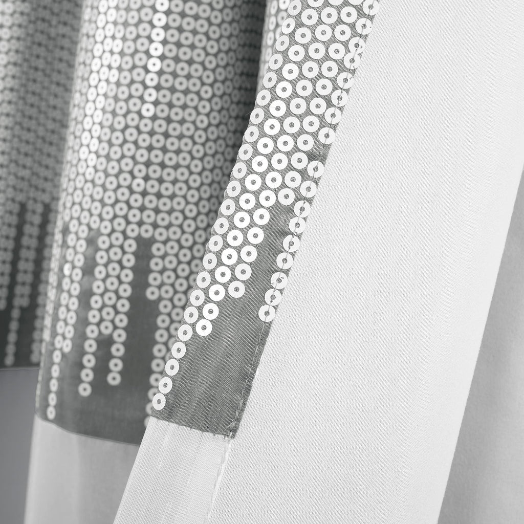 Night Sky 100% Blackout Window Curtain Panel Single 42"W x 84"L, Gray & White - Blackout Curtains - Sequin Curtains