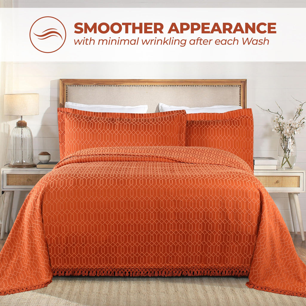 Remi Cotton Blend 3 Piece Bedspread Set, Home Bed Decor, Oversized Bedspread, 2 Pillow Shams, Medium Weight Blanket