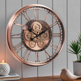 Inch Oversized Large Moving Gears Wall Clock,Industrial Vintage Rose Gold Silent Wall Clock for Modern Farmhouse Living Room Home...