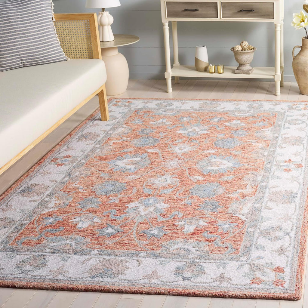Area Rug 9x12 - Heritage - Large - Rust & Ivory, Handmade Wool