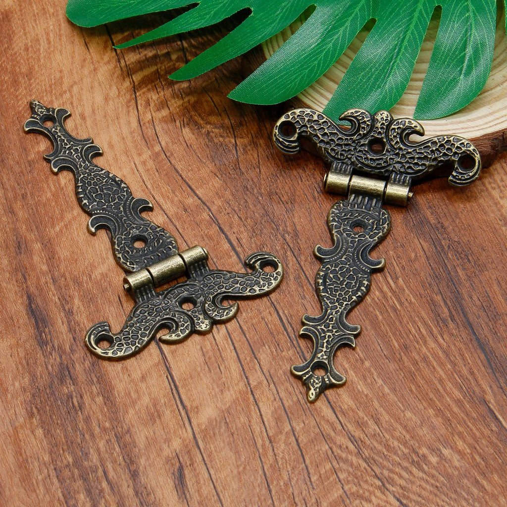 4-Piece Tee-Strap Hinge Set - Heavy Duty, Antique Bronze Decorative Hinges for Barn Door, Gate (4.33" x 2.75")