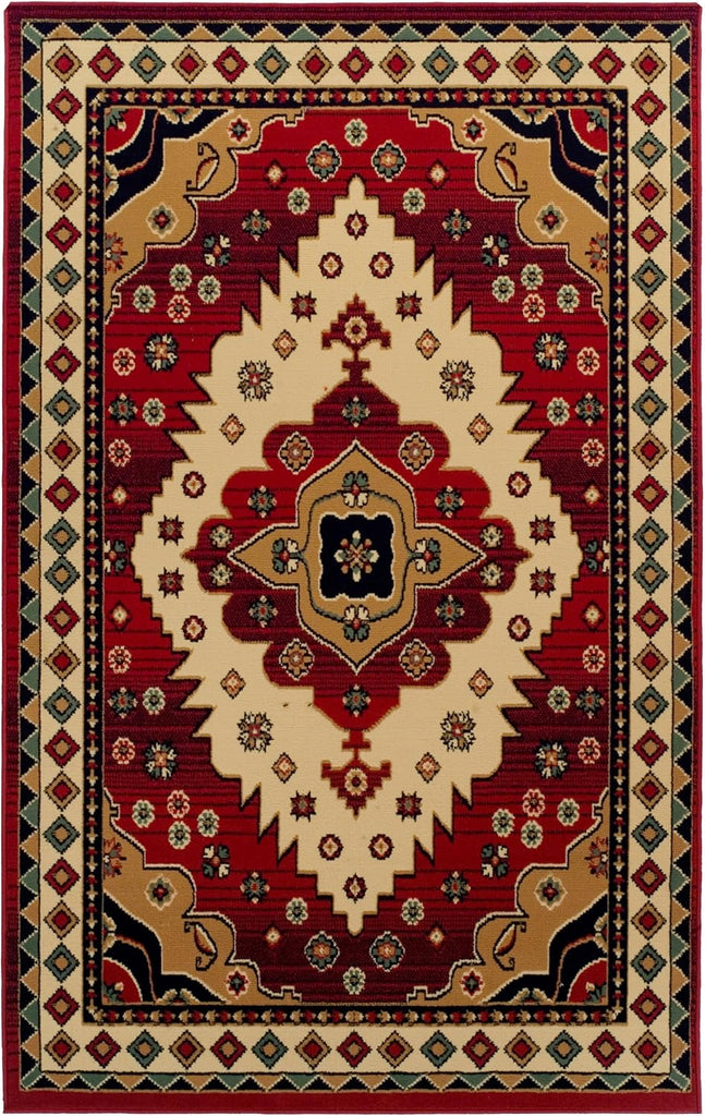 Aztec Collection 5' x 8' Area Rug, Attractive Rug with Jute Backing, Durable and Beautiful Woven Structure, Bright