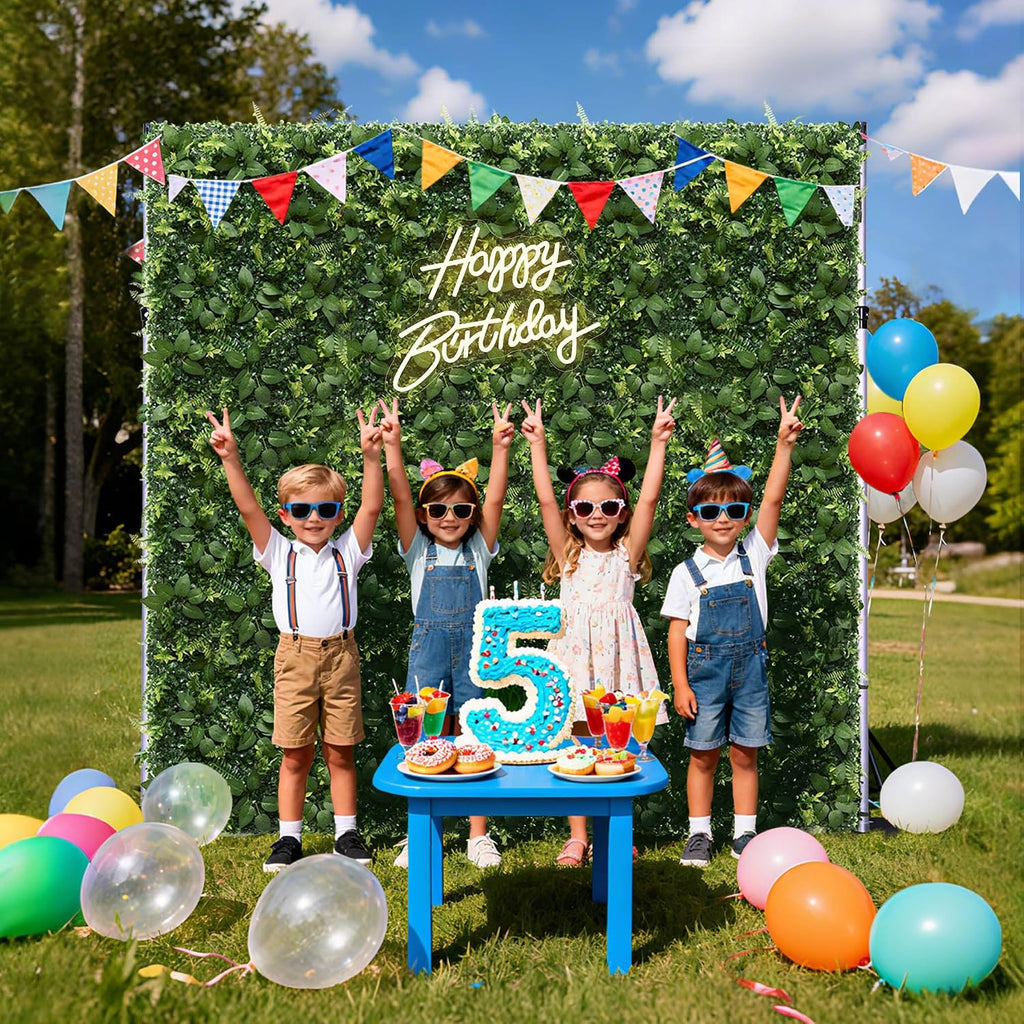 Artificial Flower Wall 8x8ft Green Grass Backdrop for Wedding, Baby Shower, Party, Birthday & Home Decor, Easy &