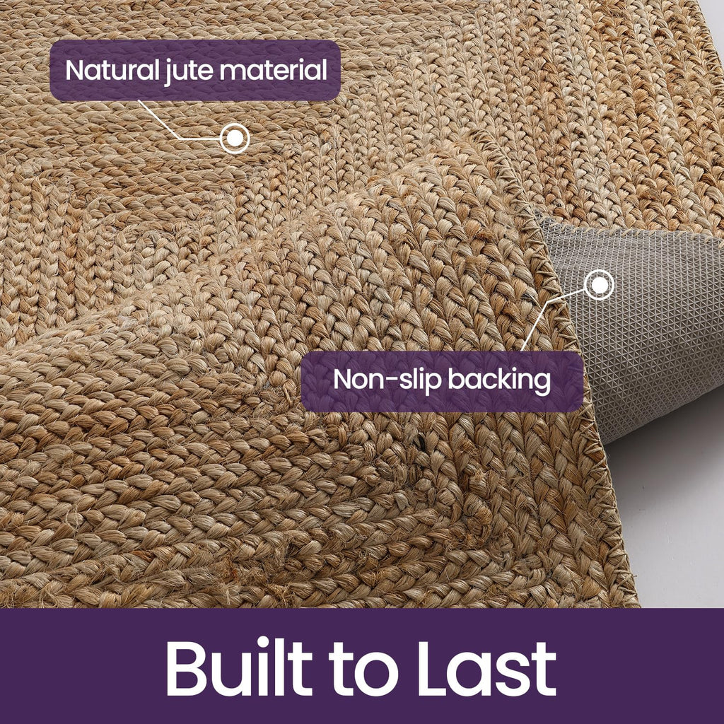 Jute Door Mat 24x36, Non Slip Doormat Indoor Entrance, Heather Tan