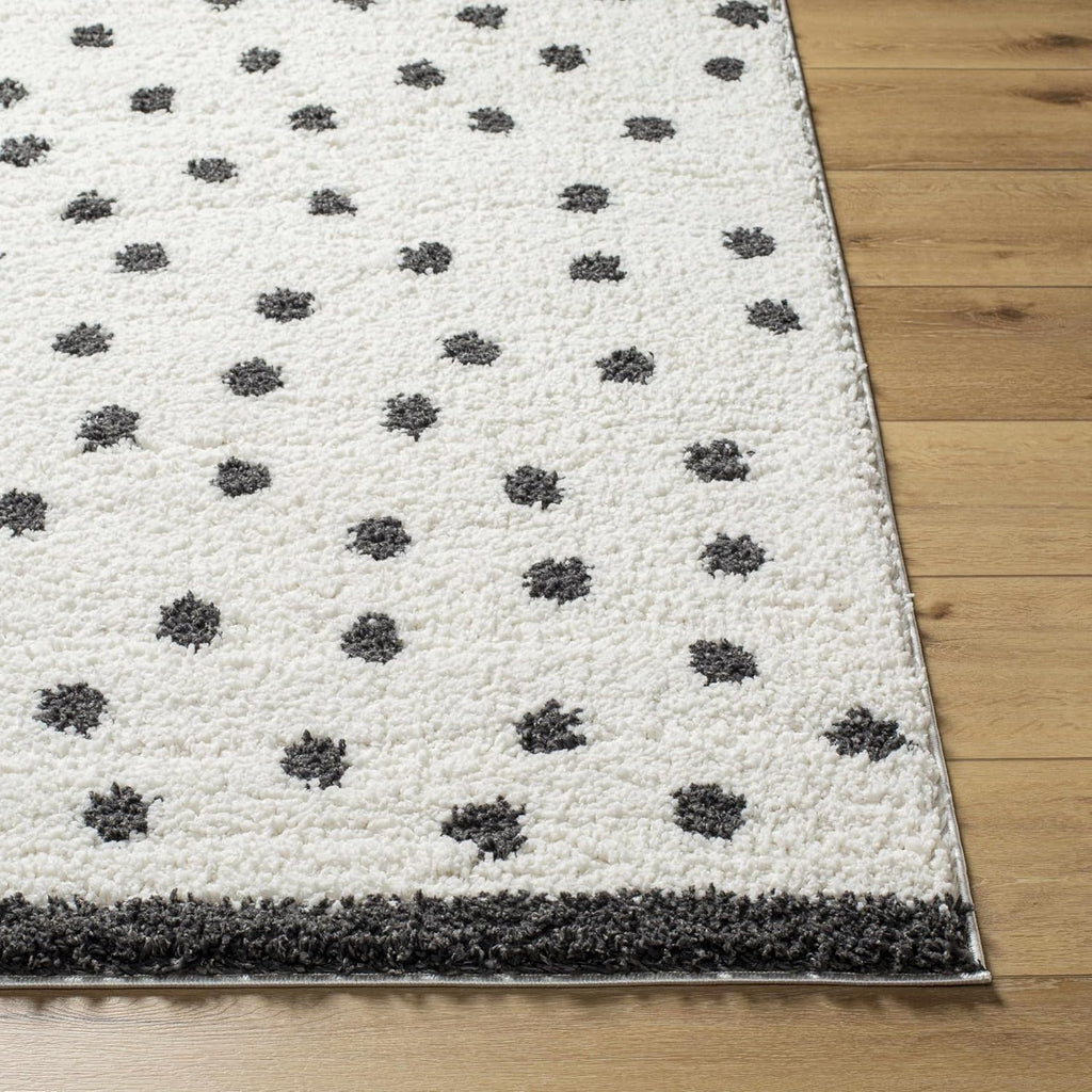 Chablis Living Room, Bedroom Area Rug - Polka Dot Dalmatian Abstract - Contemporary Modern Minimalist Scandinavian