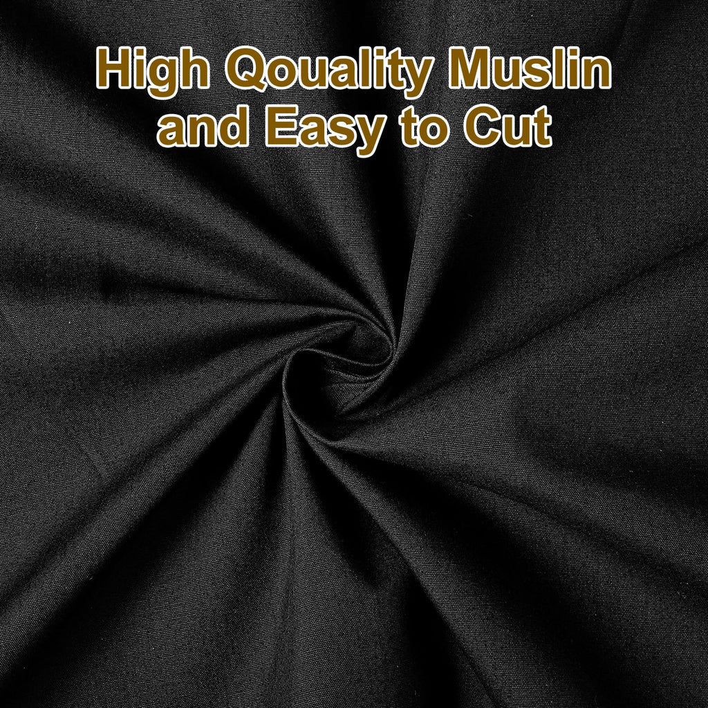 3 Yards Black Cotton Fabric by the Yard Fabrics, 59 Inches Wide Medium Weight 100% Natural Cotton Fabrics, Bleached