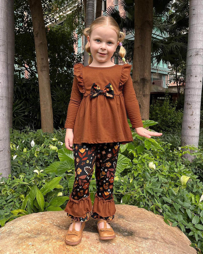 Toddler Girl Clothes Ruffle Top Floral Pants Outfit Set