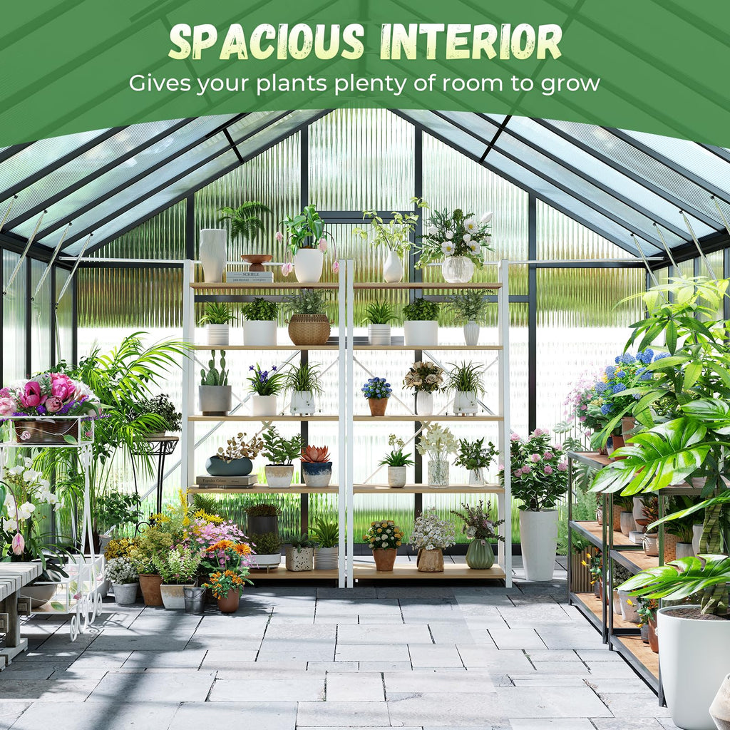 10x18FT Galvanized Steel Greenhouse, Walk-in Greenhouse for Outdoor