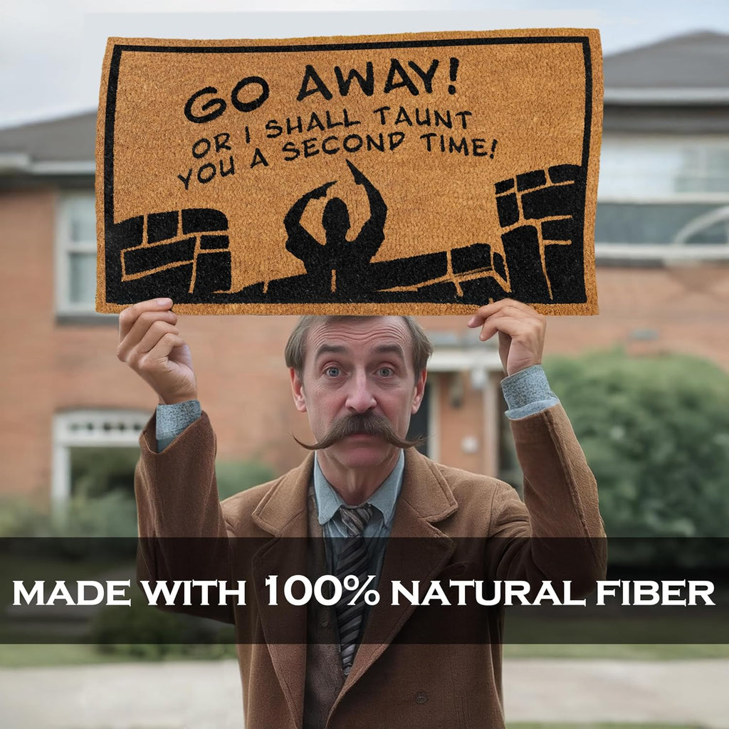 Go Away or I Shall Taunt You 30x17 Inch, Monty Doormat Coir Welcome Mat | Pop Culture Home Decor, Natural Coir
