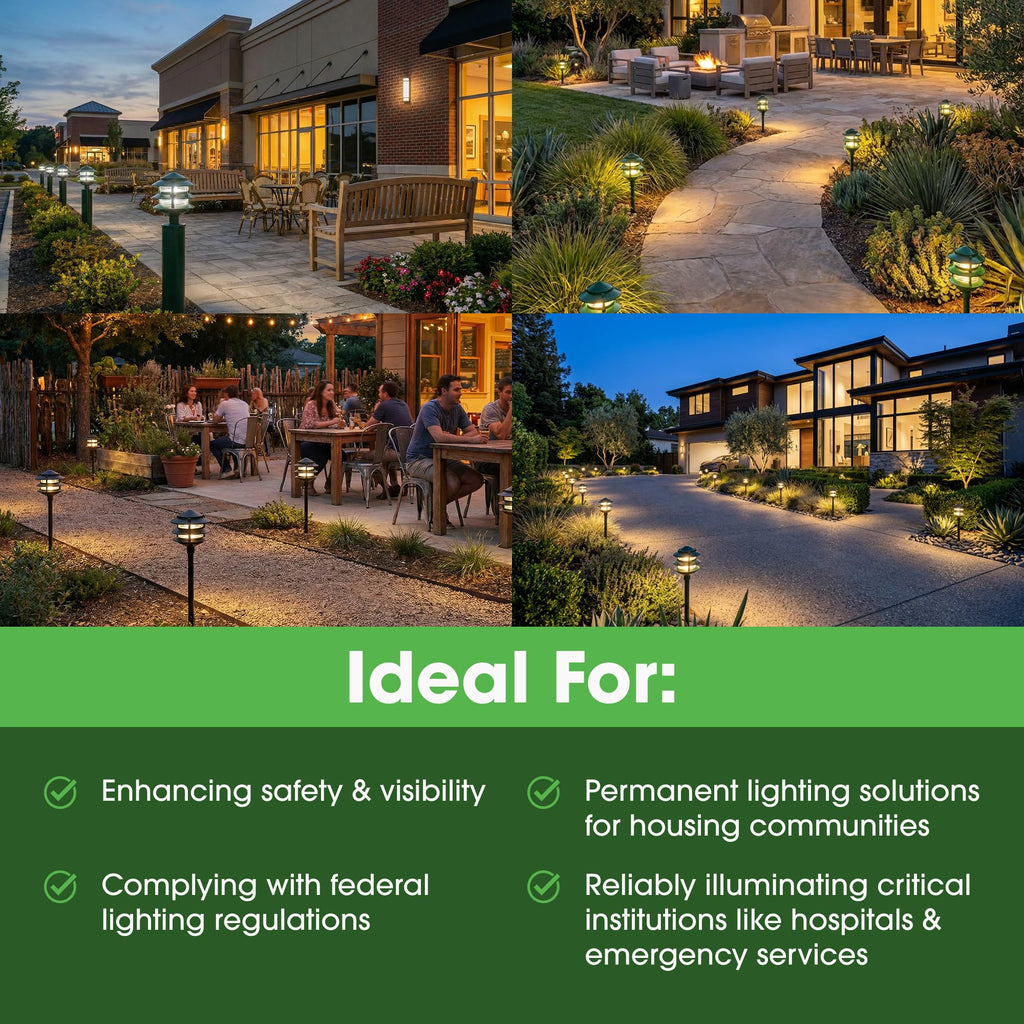 Weatherproof Line-Voltage (120V) 3-Tier LED Outdoor Pathway Light - Permanent Outside Light for Walkway, Driveway &