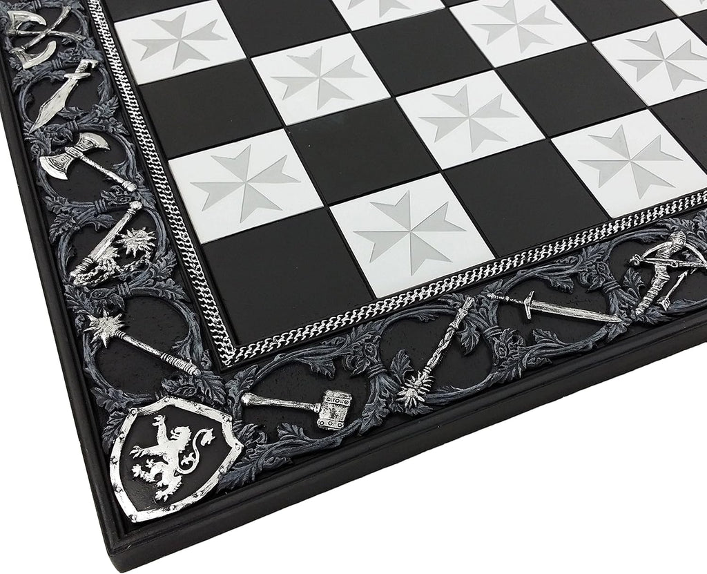Medieval Times Crusades Red and White Armored Maltese Knights Chess Set with 17" Board