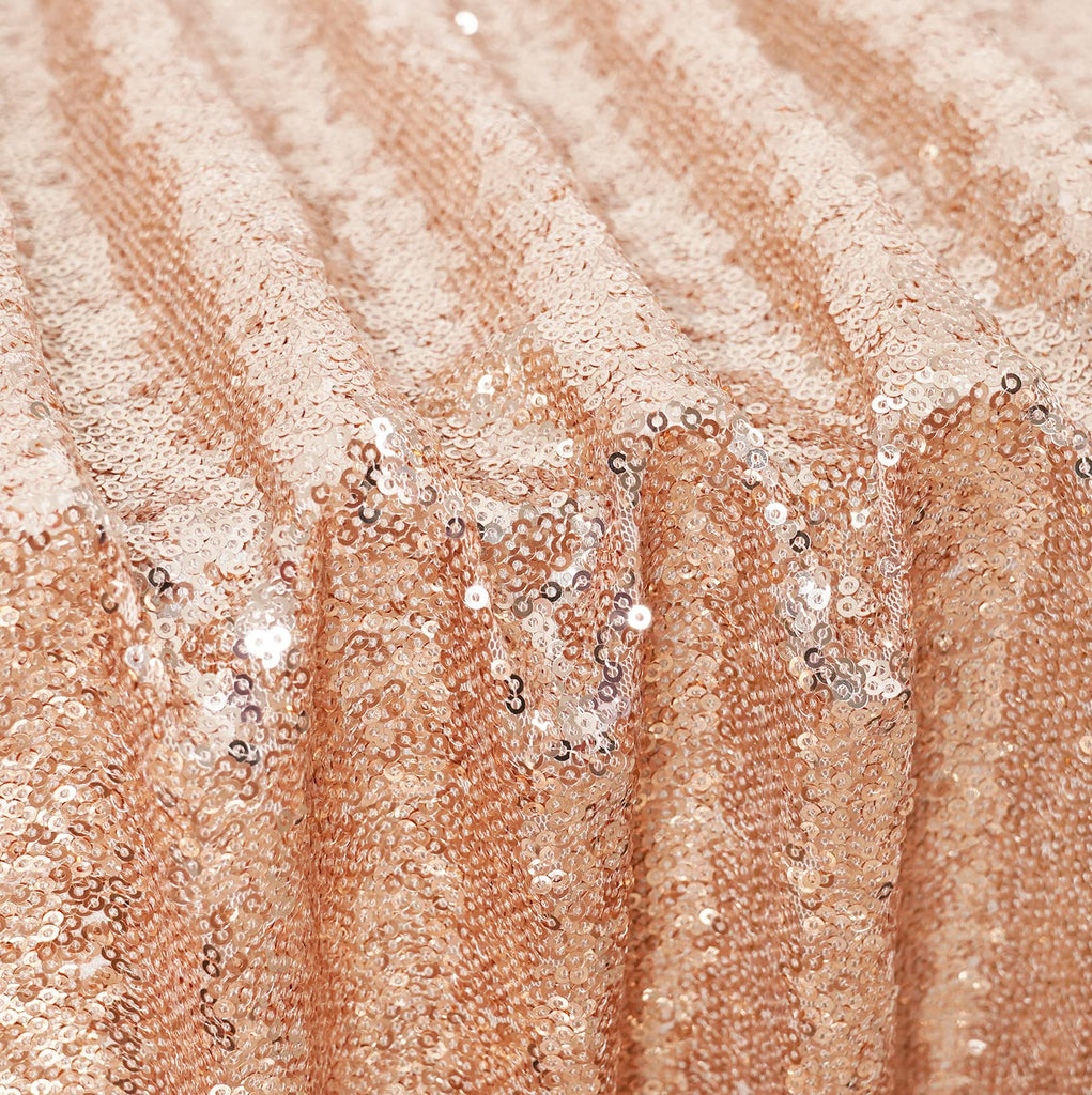 Rose Gold Sequin Tablecloth 72x108 Inch for Wedding