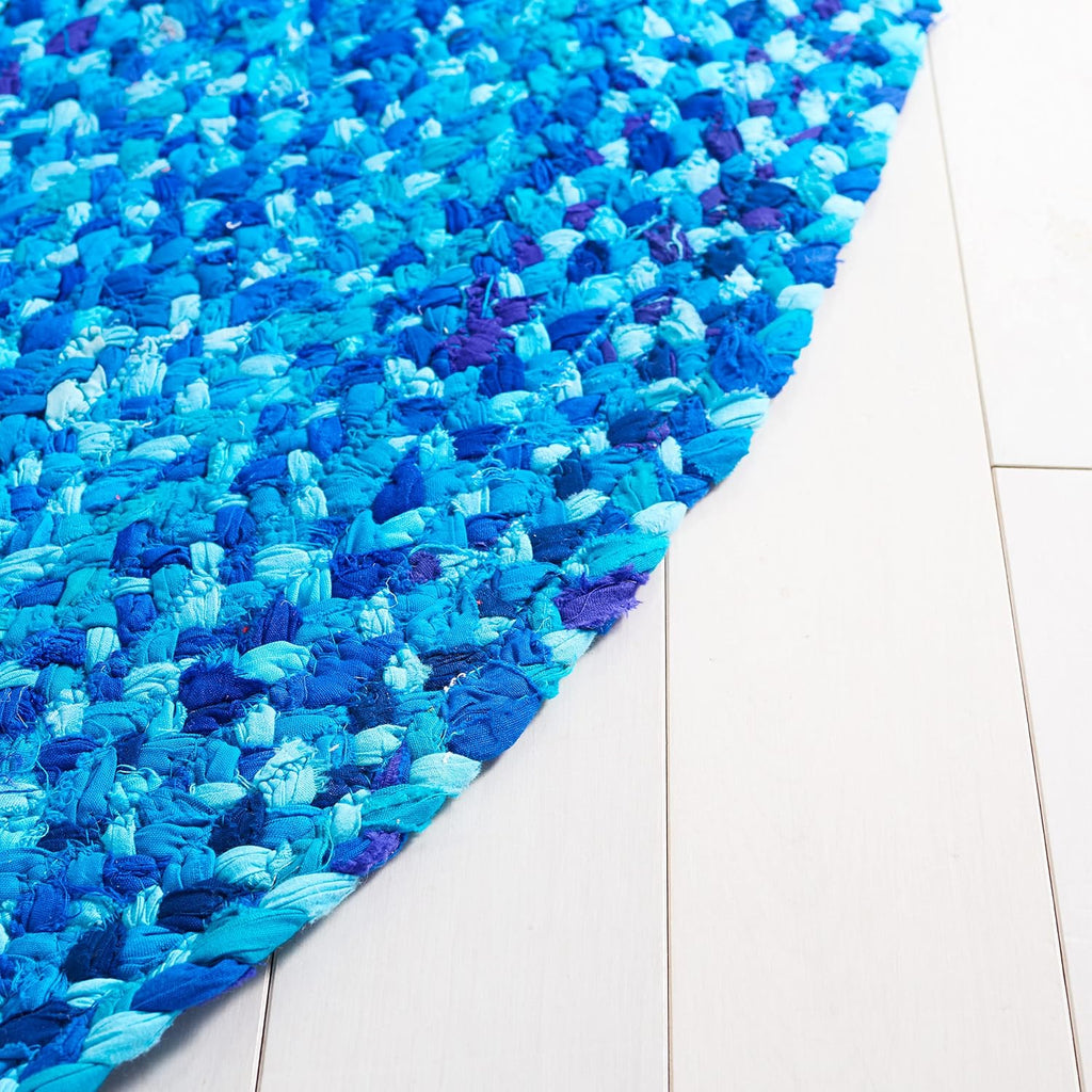 Braided Cotton Oval Rug 3'x5', Farmhouse Turquoise BRD452K
