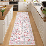 2x10 Rug for Hallway, Washable Kitchen Runner Rug with Non Slip Backing, Soft Low Pile Vintage Anima