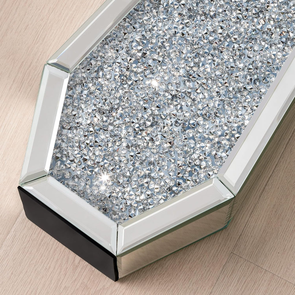 30" Floor Vase Crushed Diamond Mirrored Vase Silver Tall Vases for Floor, Large Crystal Glass Decorative Floor Vases