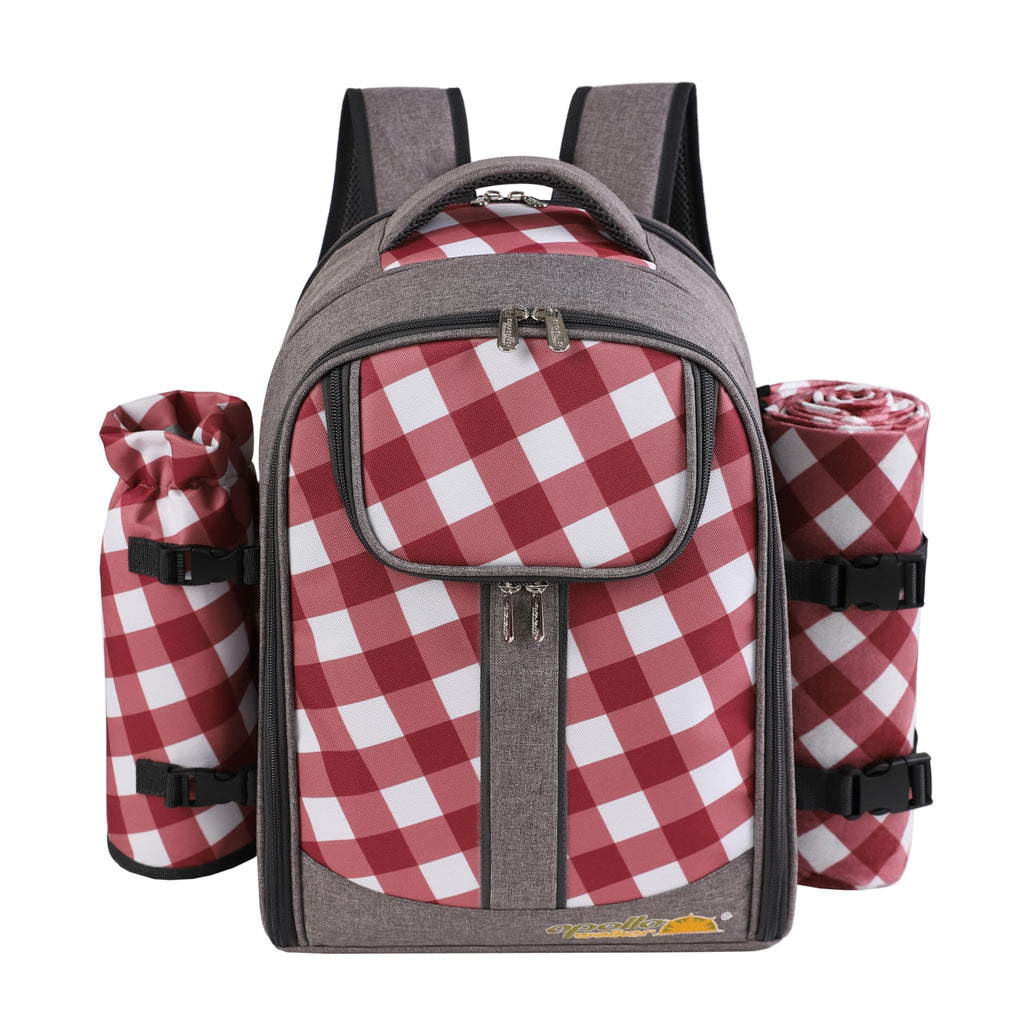 Backpack, 2-Person, Blanket & Wine, Family & Lovers Gift, Red Plaid