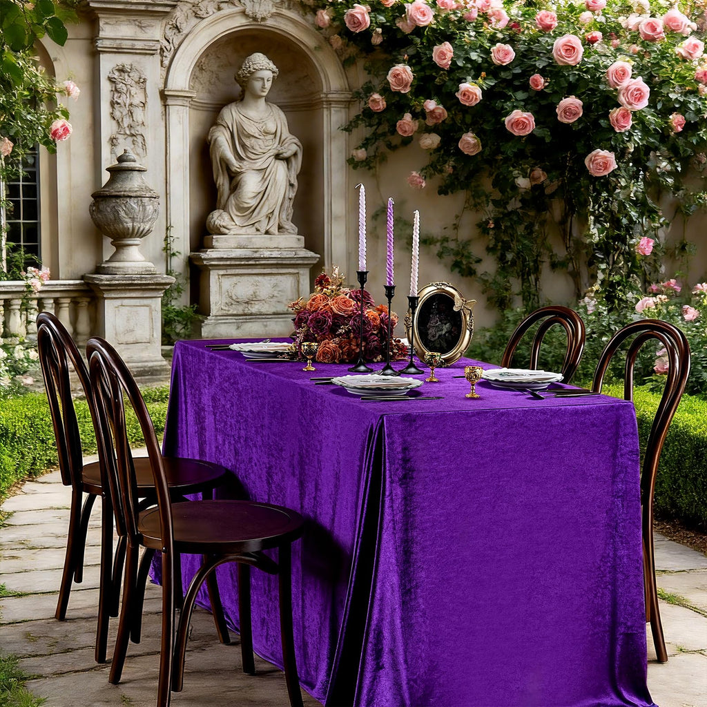 Purple Velvet Tablecloth 60"x102" Luxurious Solid Rectangle Table Cloth