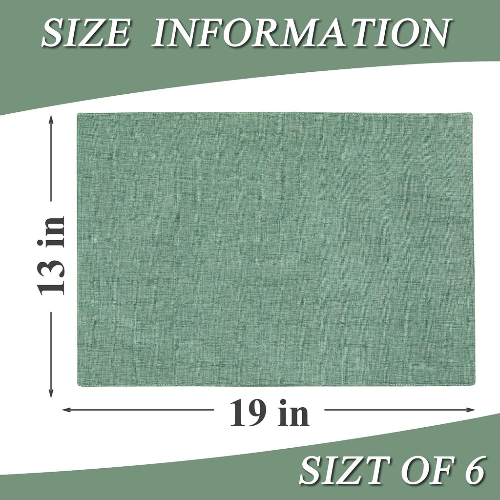 Linen Cloth Double Layers Placemats, Cotton Woven Placemats, Kitchen Table Farmhouse Decor Heat Resistant - Set of 6