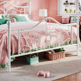 Full Bed Frame with Headboard,Metal Bed Frame with Butterfly Pattern Design Headboard & Footboard,No Box Spring