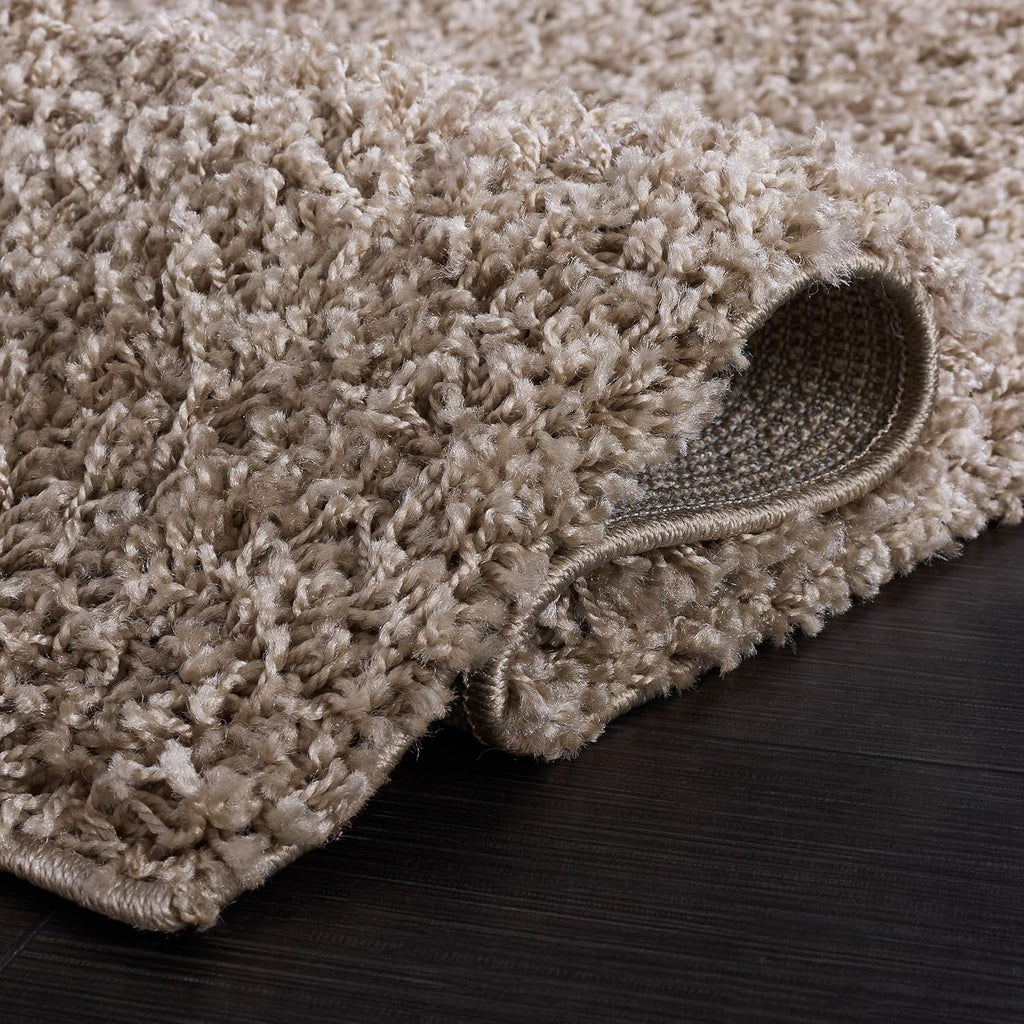 Area Rug 8x10 - Athens Shag Collection - Large - Beige, Non-Shedding & Easy to Clean, Ideal, Dining Space (SGA119G)