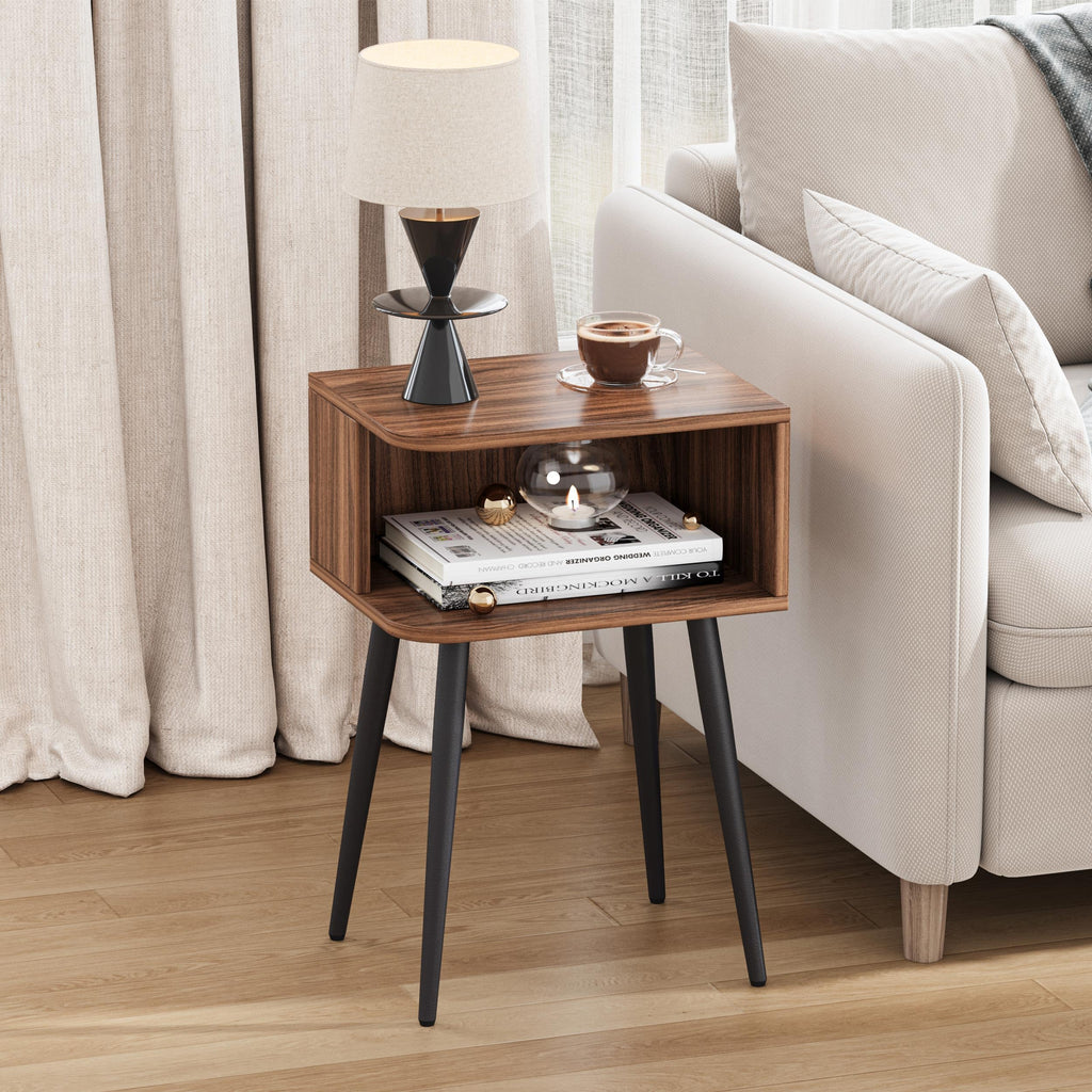 Nightstand Set of 2, Small Bed Side Table for Small Spaces, Mid Century Modern Nightstand End Table with Open