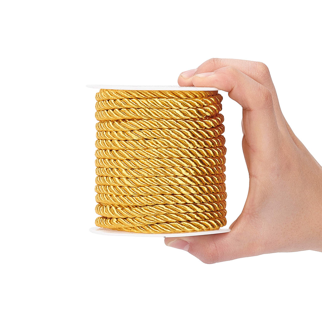 59 Feet Gold Cord 5mm Twisted Rope Trim Graduation Honor Cord Silk Cords Thread Decorative Trim for Handfasting