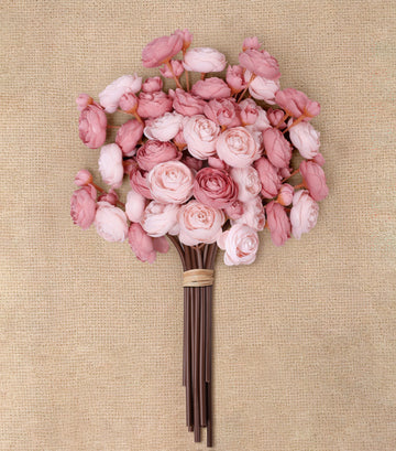 Ranunculus Artificial Flowers 18 Pcs, Faux Silk Mini Peonies Bulk Flowers for Vase, Fake Wedding Filler Flowers for