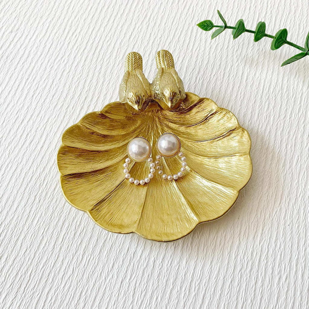 Metal Bird Ring Holder Stand, Mini Jewelry Dish Tray, Gold Jewelry Organizer, Trinket Dish Vanity Tray Small