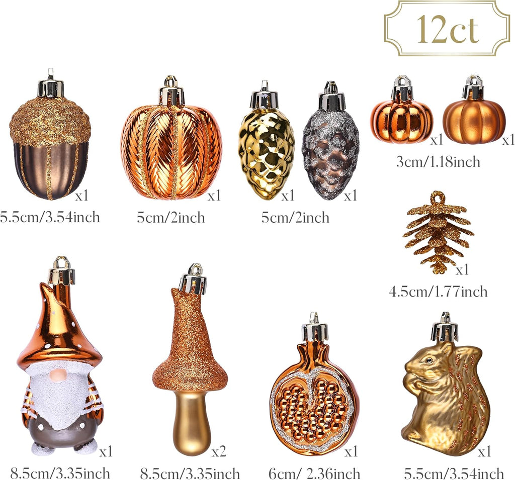 Fall Tree Ornaments Decorations Mini Pumpkins Decor - Set of 12