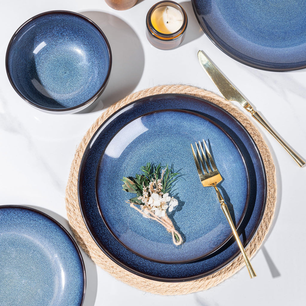 Ceramic Dinner Plates Set of 6, 10.5 Inch Reactive Glaze Plate Sets