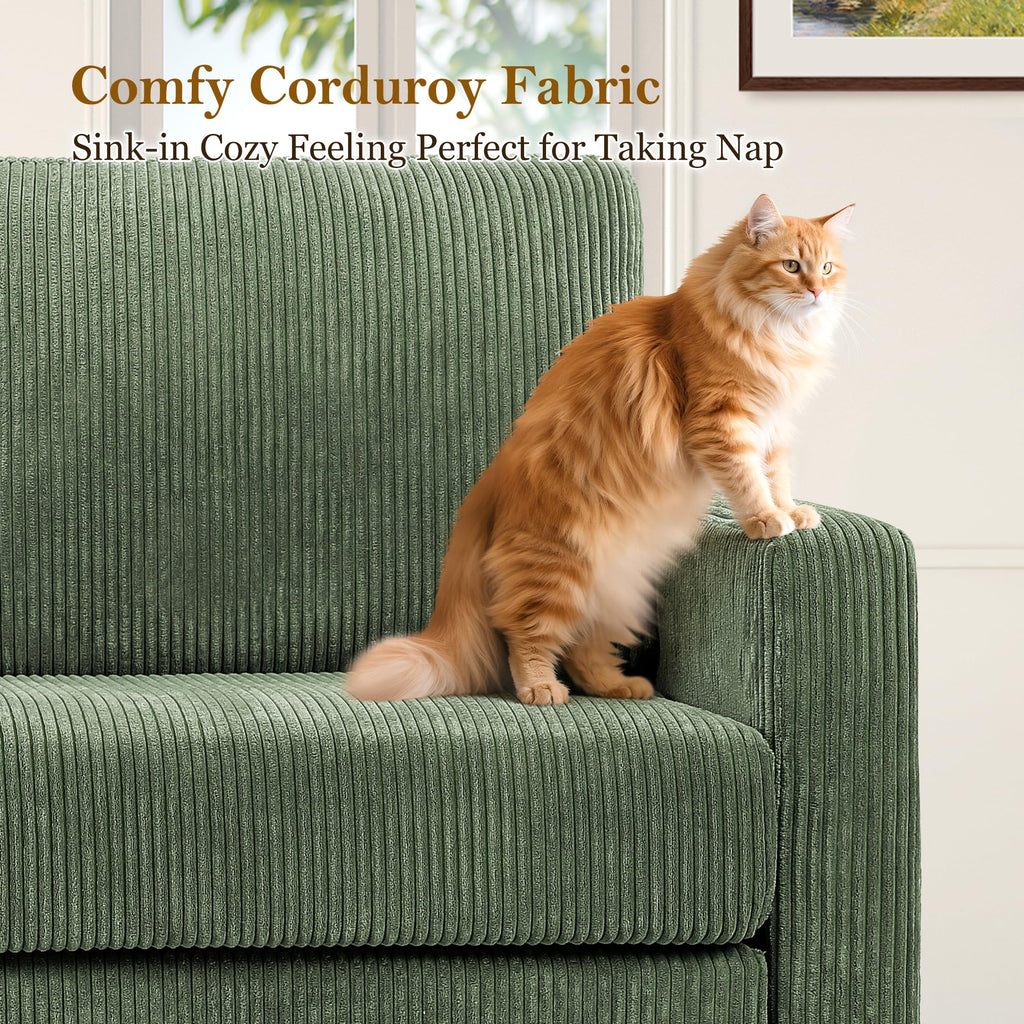 70in Corduroy Couch, Small Loveseat Sofa, Oliver Corduroy Couch