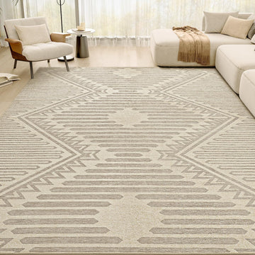Boho Beige 5x7 Area Rugs Textured Tufted Rugs