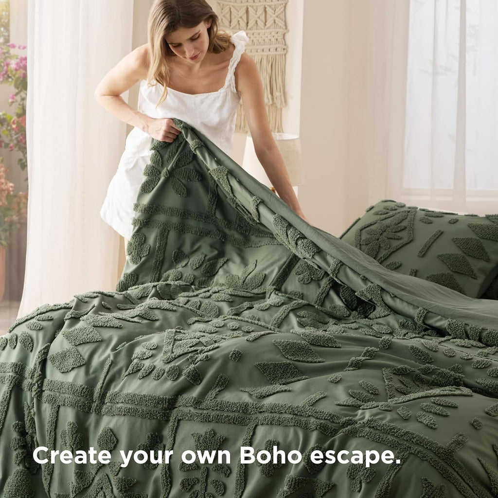 Boho Duvet Cover Queen, Soft & Comfortable Elegant Design Boho Bedding for Decoration, Machine Washable Comforter