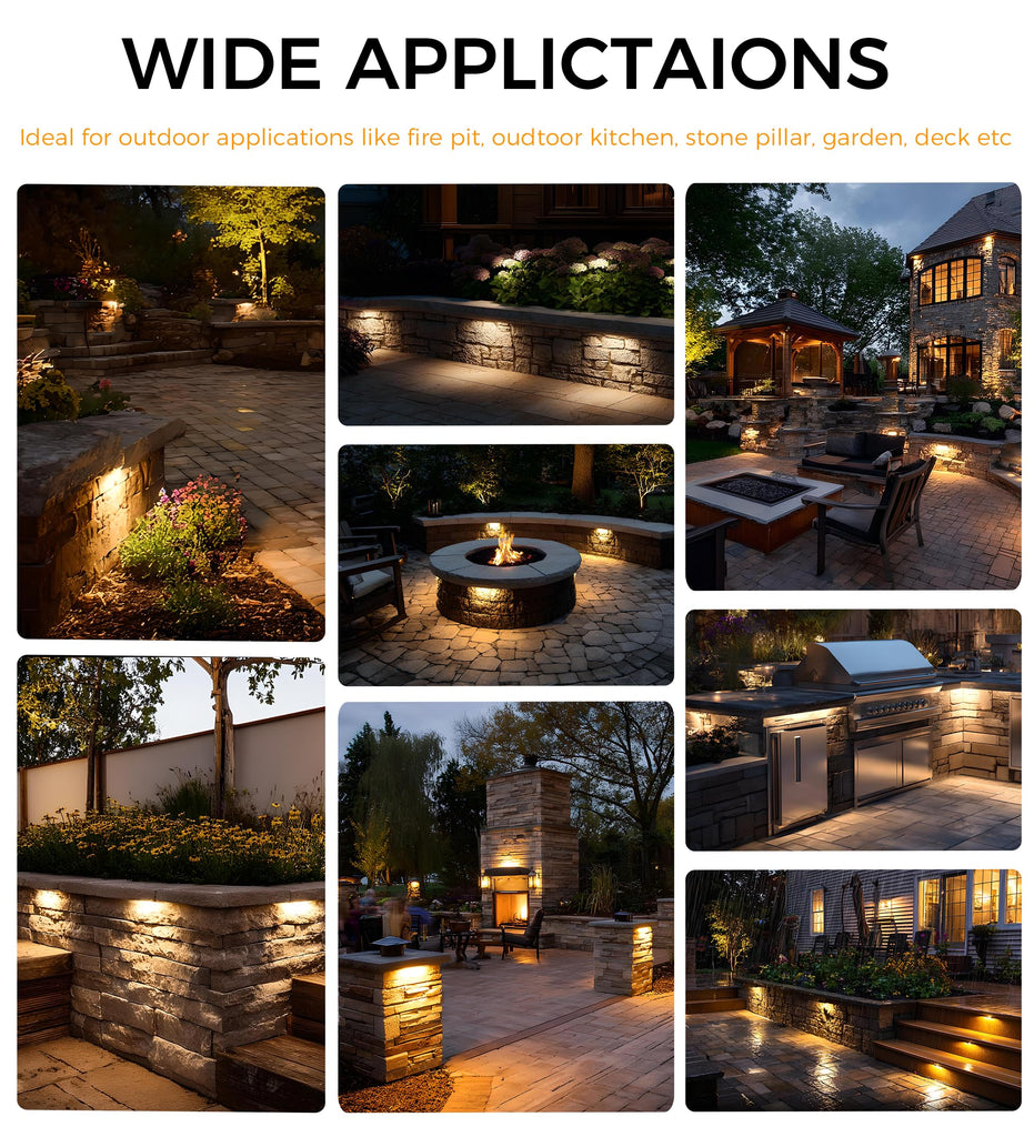 6 Pack] 12 Inch VAC/DC Low Voltage Hardscape Lighting Paver Light, Retaining Wall Lights Outdoor, IP65